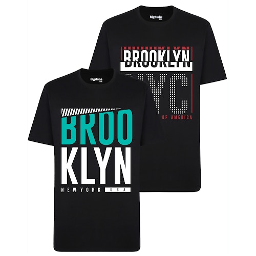Bigdude Twin Pack Brooklyn T-Shirts Black